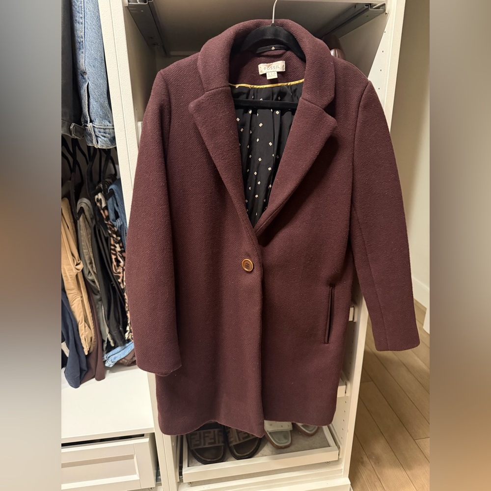 Fossil Burgundy Wool Coat